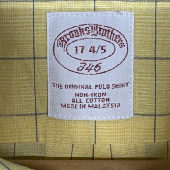 Brooks Brothers Men Yellow Plaid Button Down Shirts Size 17-4/5 - Picture 3 of 7